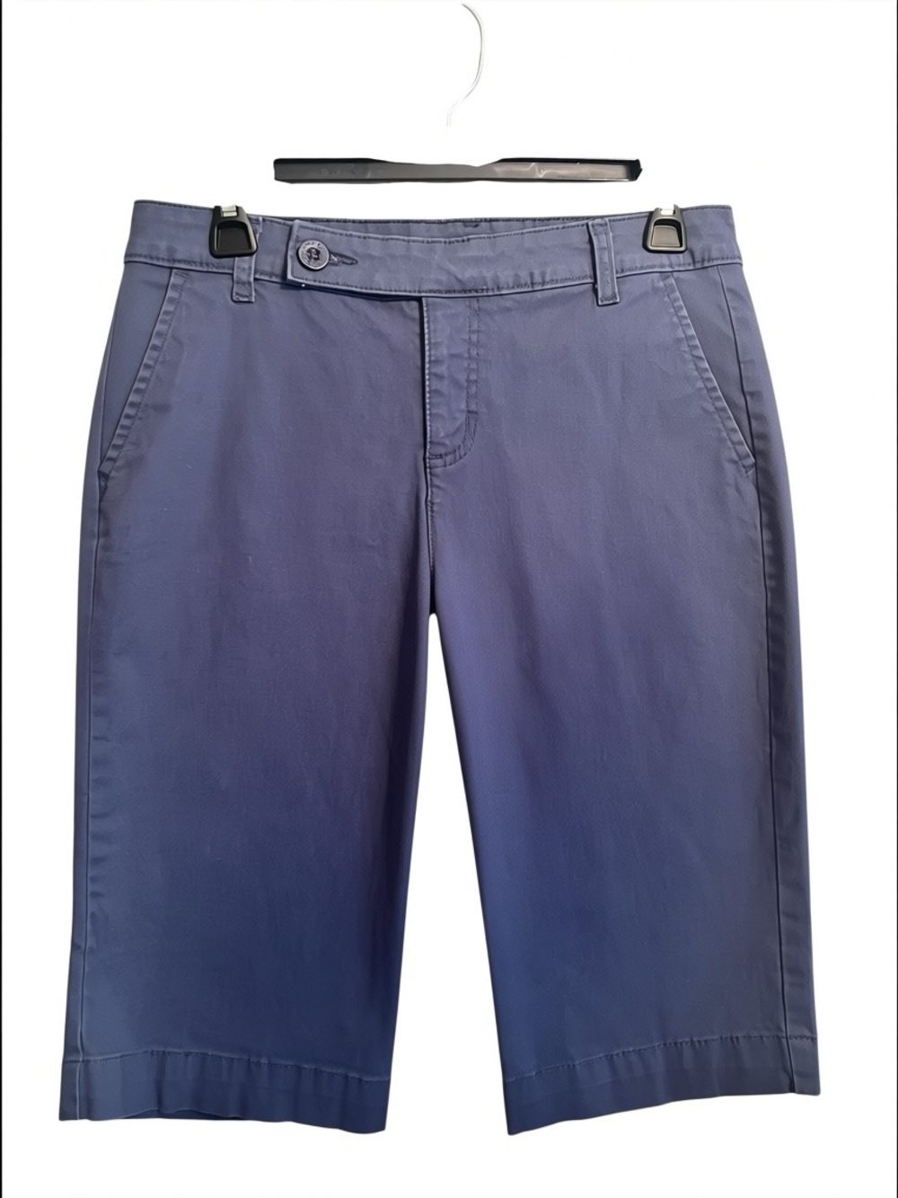 Style & Co Bermuda Shorts Womens 4 Blue Stretch Chino Casual Mid Rise